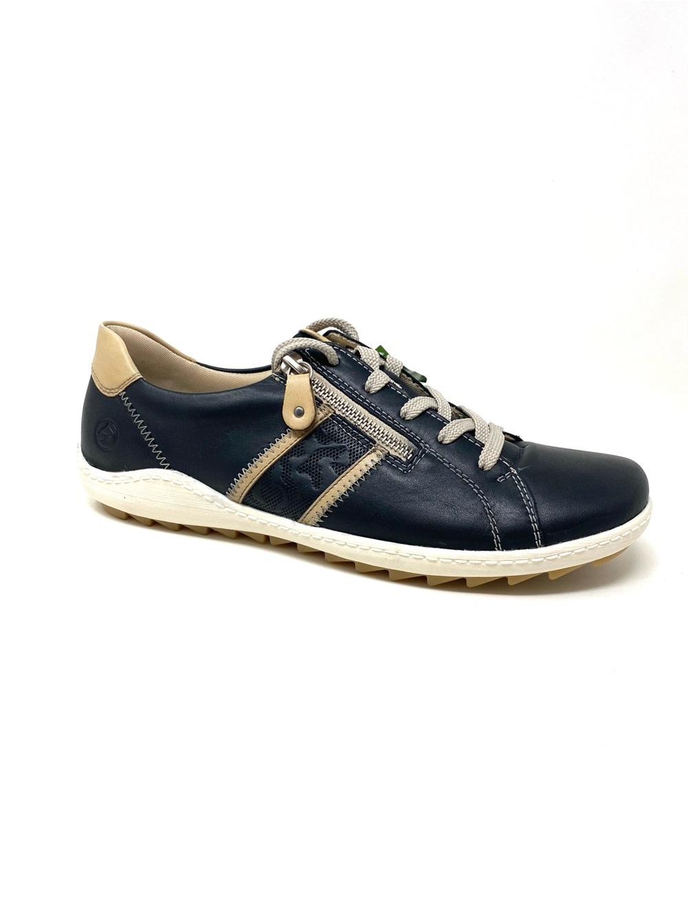 Remonte Rieker R1426-01 Black Leather Zip Lace Sneakers NIB Size 44 US 11.5
